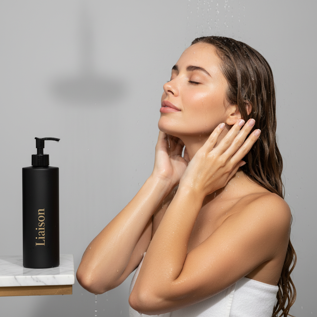 Liaison Smooth Hair Conditioner – Model Using Conditioner