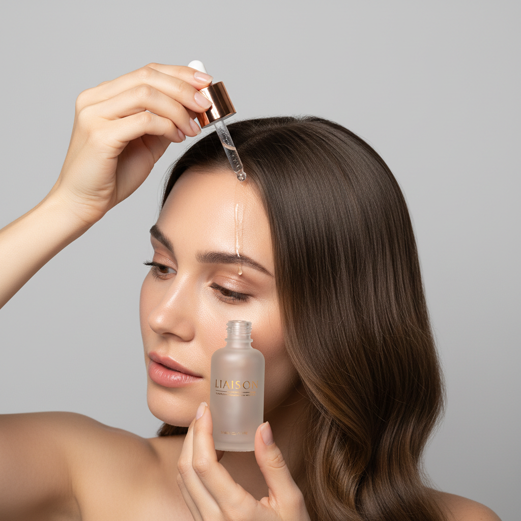 Liaison Scalp Revival Serum – Model Applying to Scalp