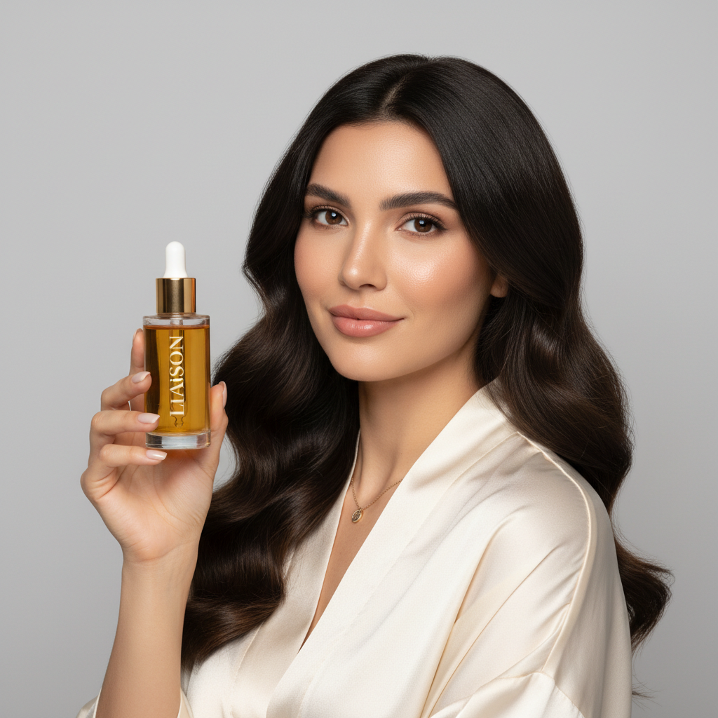 Liaison Repair Hair Oil – Model Holding Bottle