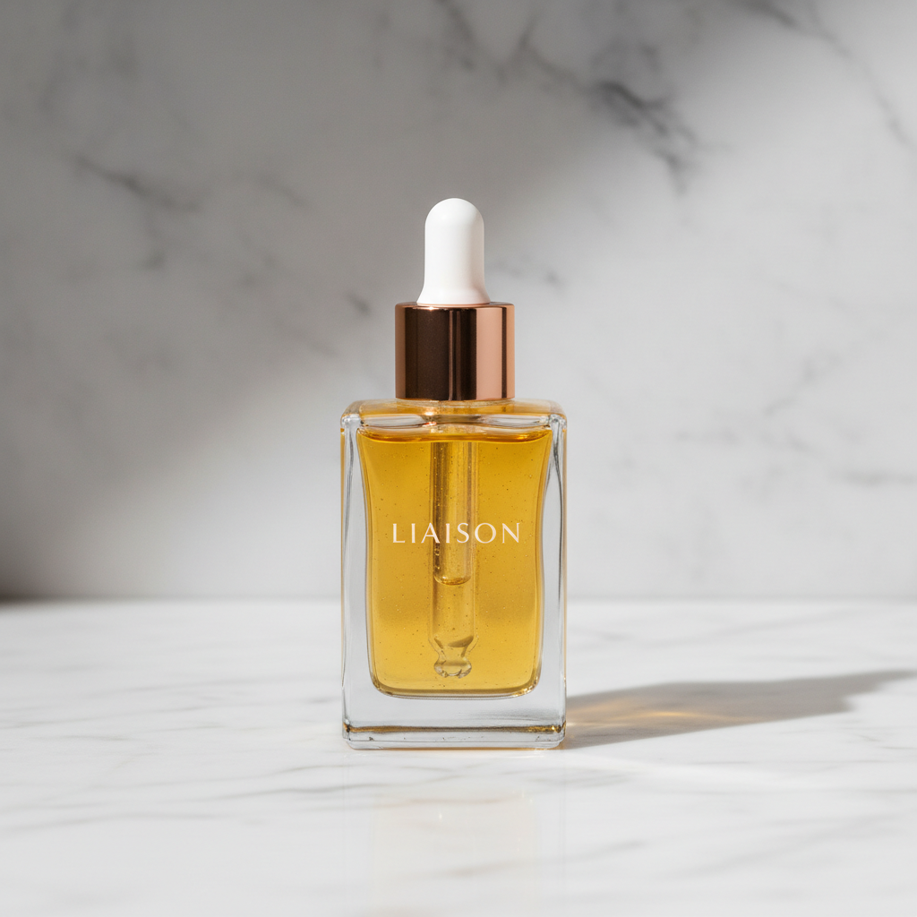 Liaison Glow Body Oil – Bathroom Lifestyle Scene