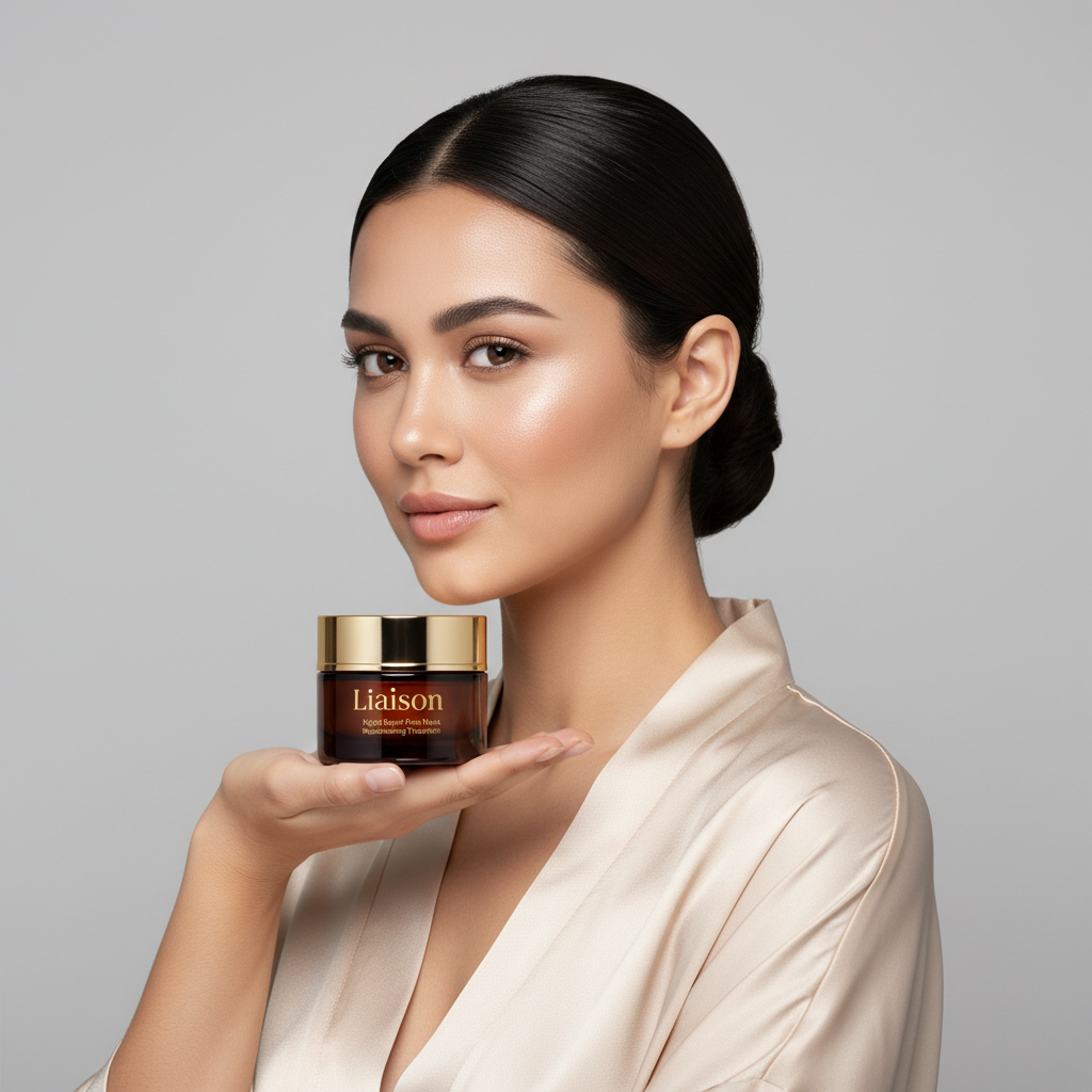 Female model holding Liaison Night Repair Face Mask
